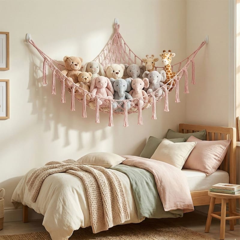 Stuffed Animal Storage Hammock Large Baby Pink