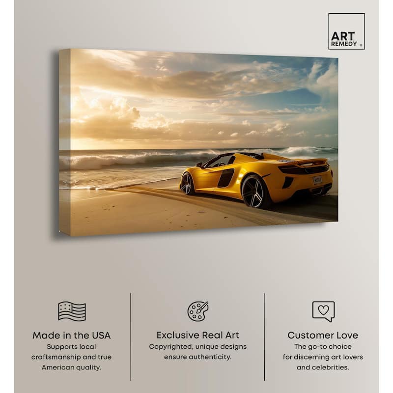 Beach Sports Car Canvas by Art Remedy, Gallery Wrapped