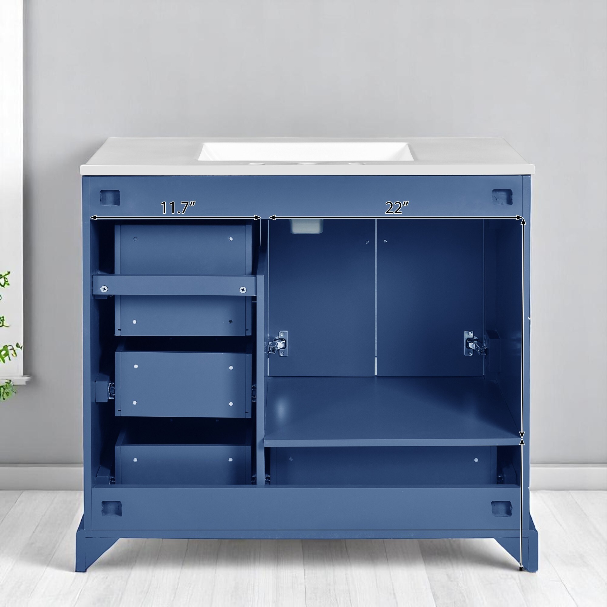 yuuu.　36 36 Inch Bathroom Vanity with Sink, Freestanding Cabinet with Gold