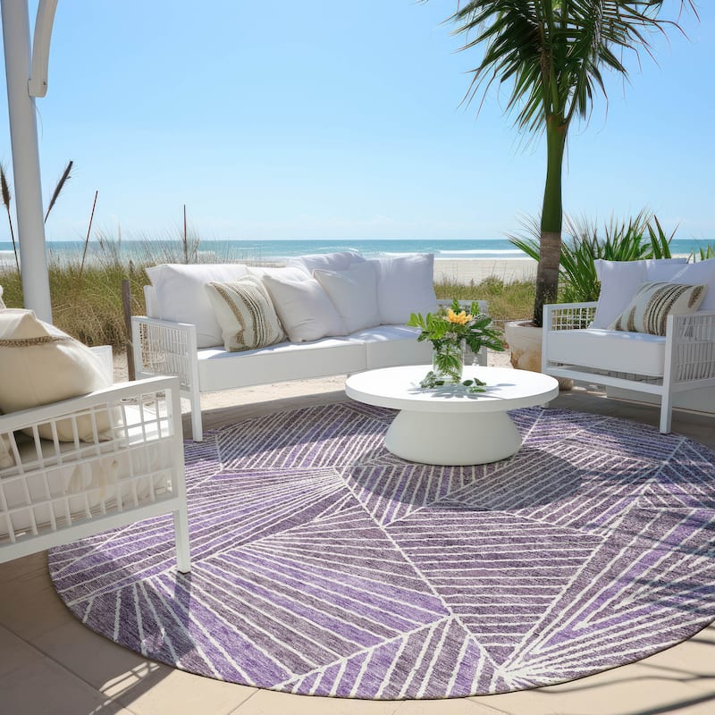 Machine Washable Indoor/ Outdoor Chantille Modern Mosaic Rug - Purple - 8' x 8'