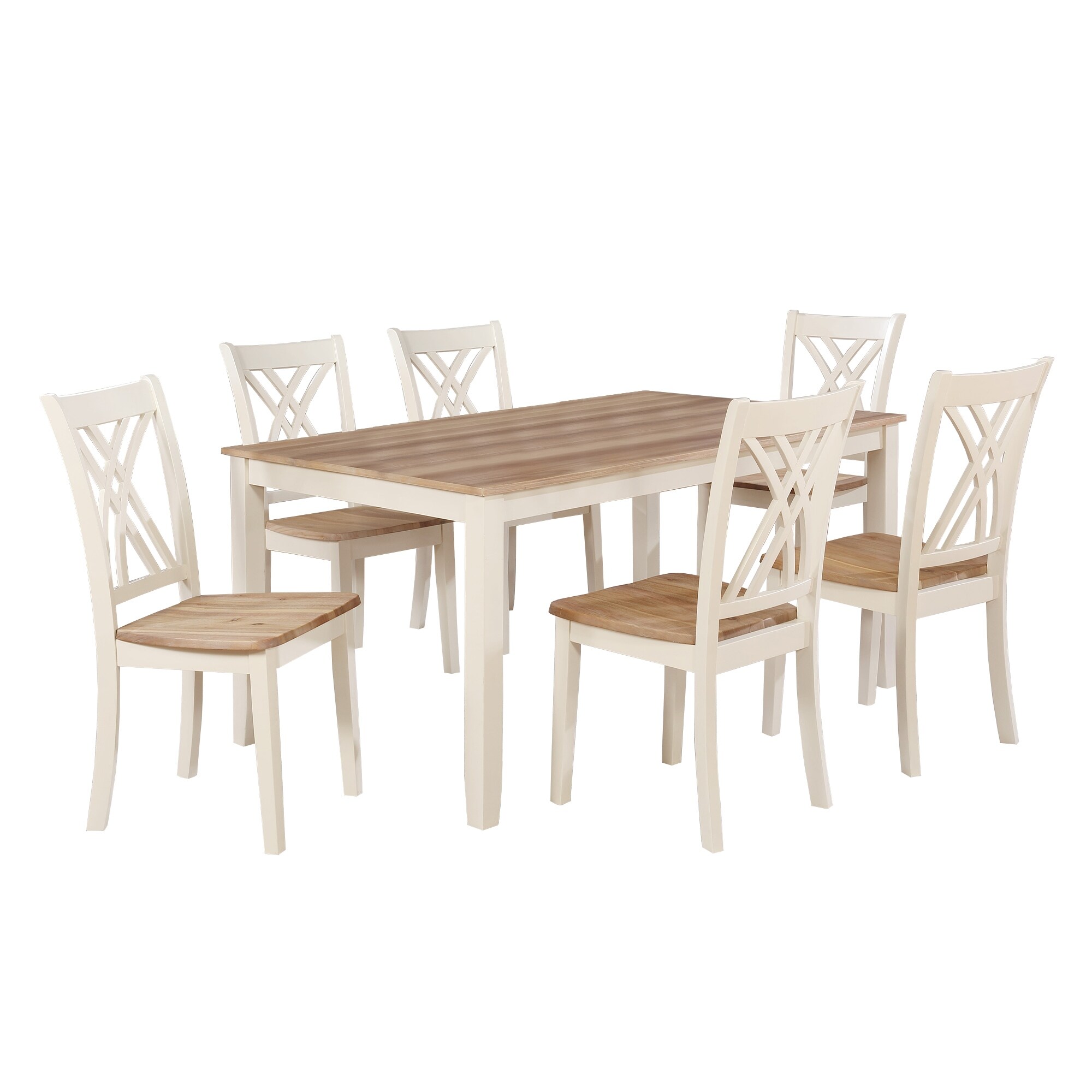 Shop 7 Piece Wooden Dining Set With 6 Leatherette Chairs And 1 Table Brown Overstock 31993020