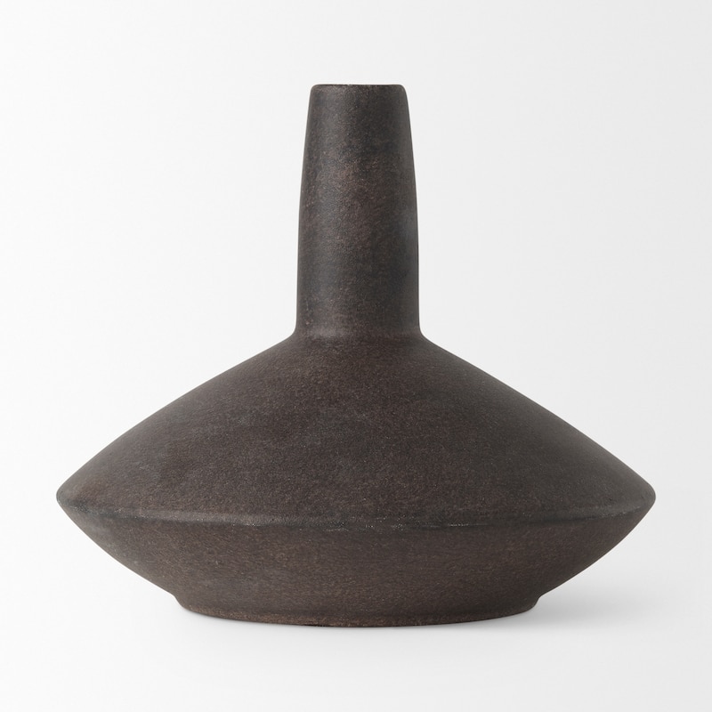 Rylee Dark Brown Ceramic Vase (7") - 7.9L x 7.9W x 6.9H