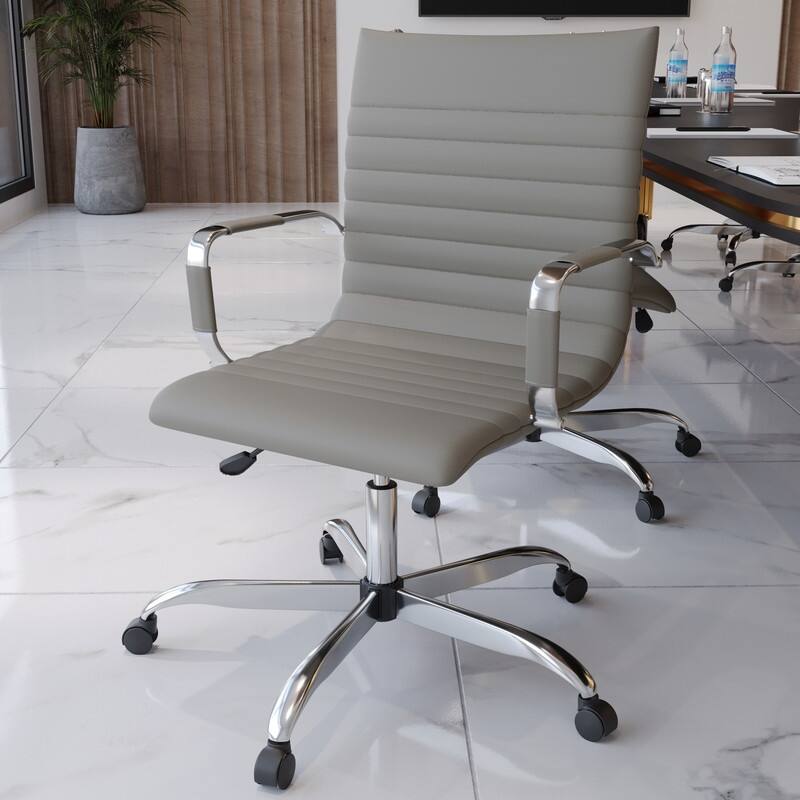 Harris Ergonomic Mid-Back Leather Office Chair with Metal Frame, Adjustable Height, Tilt Lock, and Swivel for Home Office