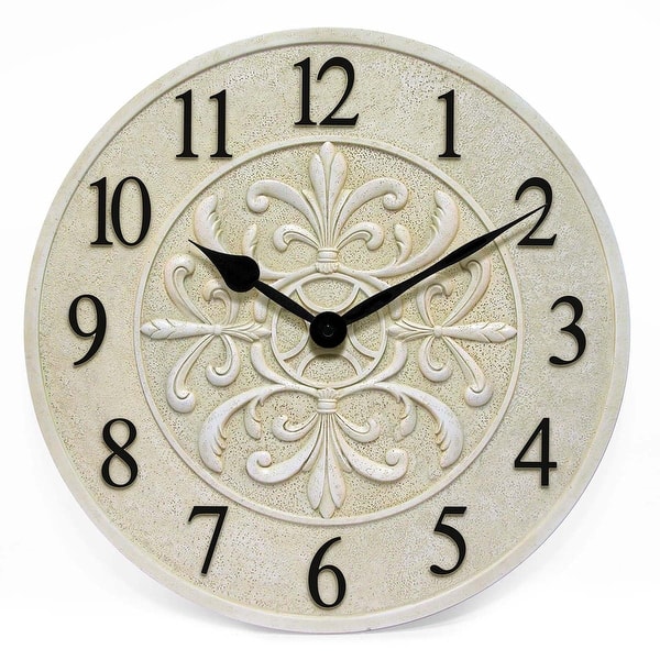 slide 2 of 14, Blanc Fleur Wall Clock - 15 x 1.38 x 15