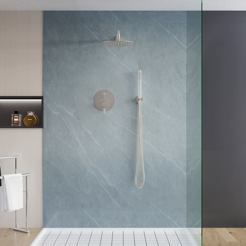 10 in. Shower System Shower Head With Hand shower And Pressure Balance Valve,Brushed Nickel