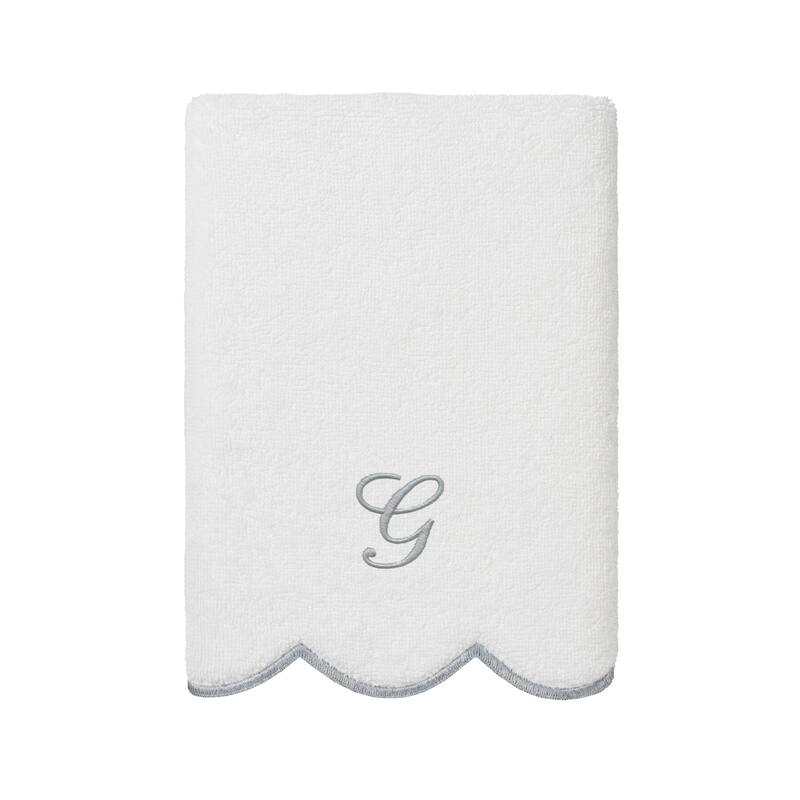 Authentic Hotel and Spa 100% Turkish Cotton Grey ADORNIA Scallop Personalized 3 Piece Towel Set - 3 Piece Set