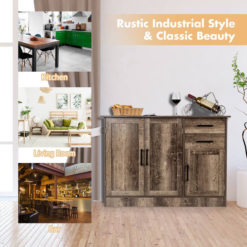 Gymax Buffet Storage Cabinet Console Table Kitchen Sideboard Drawer - See Details