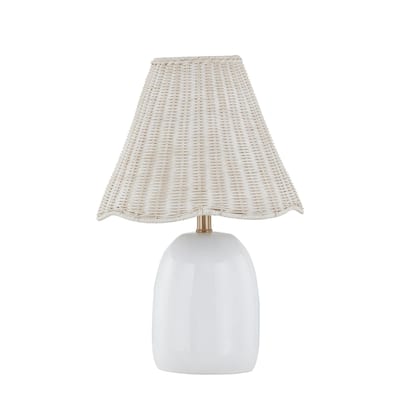 Prairie 18" Table Lamp with Rattan Shade, White (Set of 2)