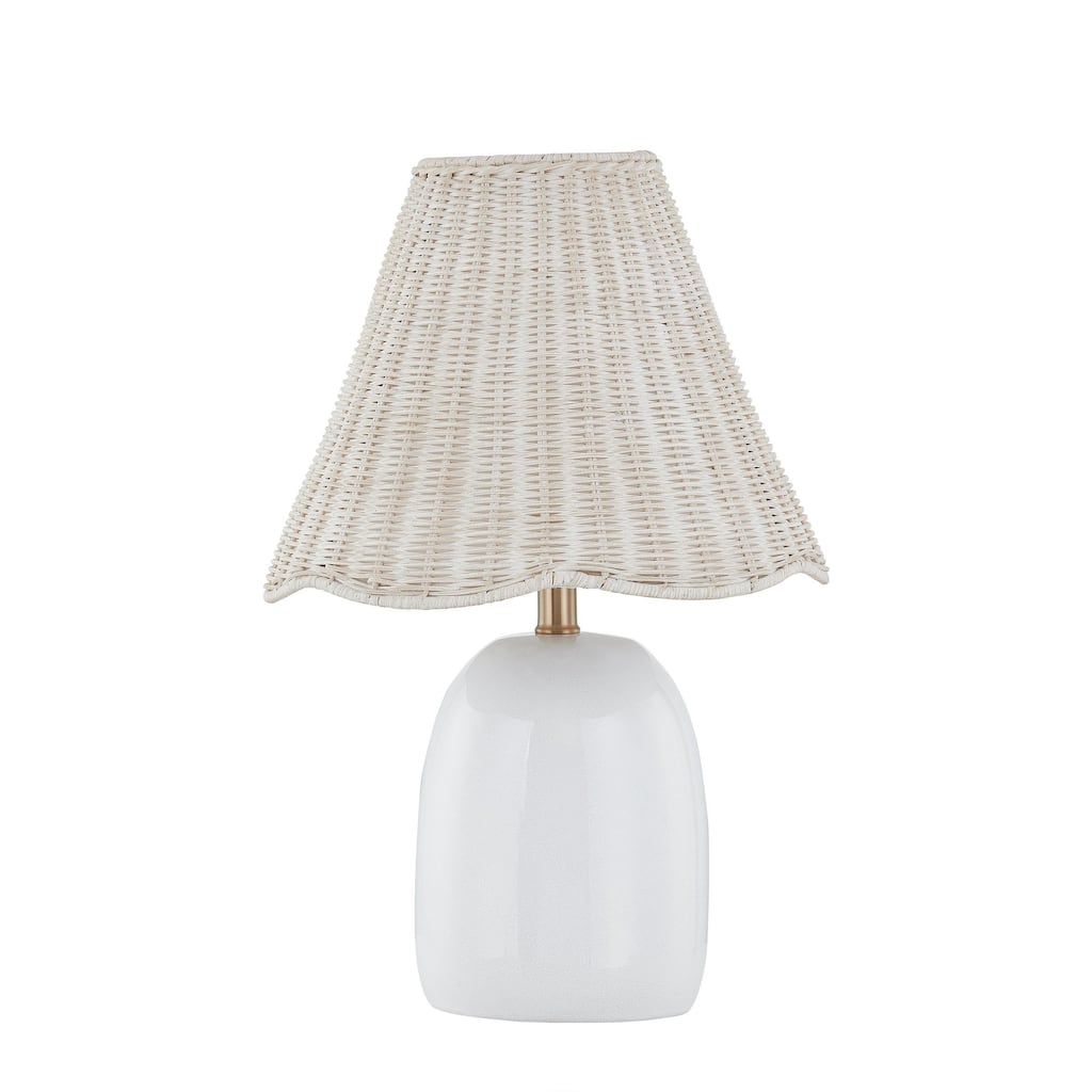 Prairie 18" Table Lamp with Rattan Shade, White (Set of 2)