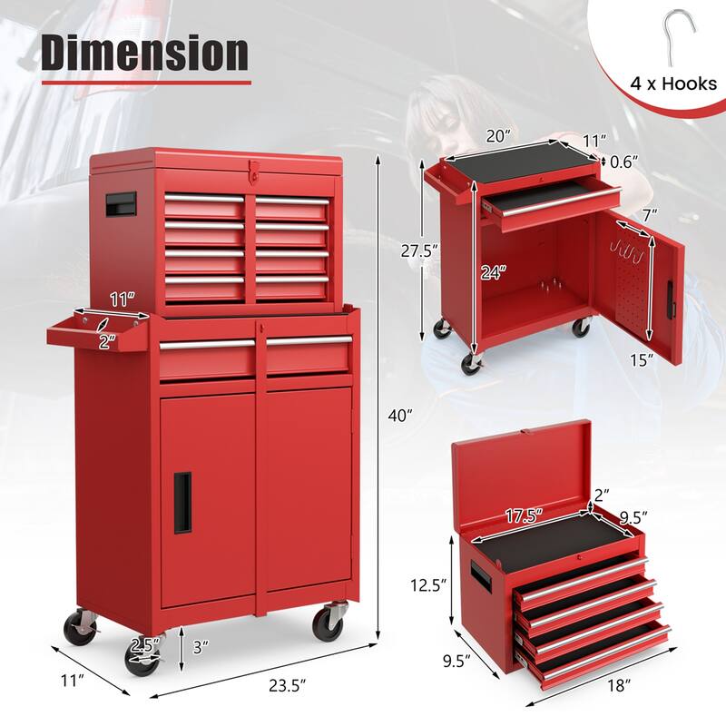 Costway 5-Drawer Rolling Tool Chest Cabinet Metal Tool Storage Box - See Details