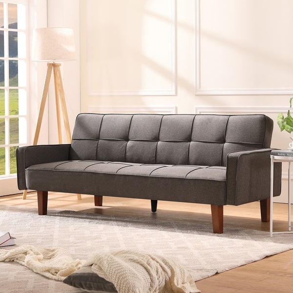 slide 1 of 16, Mieres Modern Style Fabric Upholstered Tufted Sofa Bed Grey