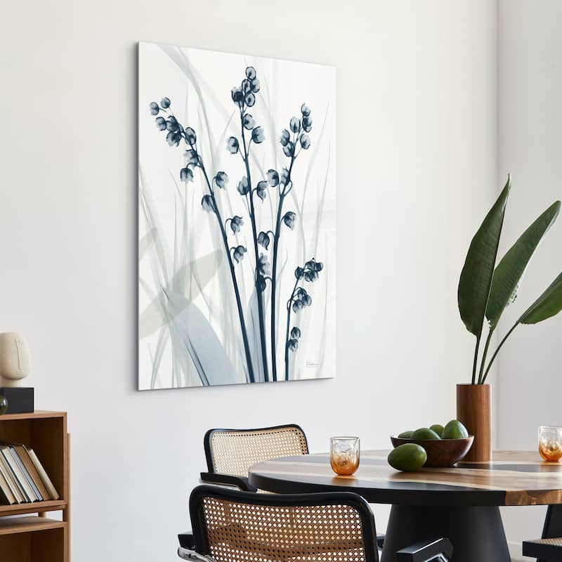 "Radiant Blues 1" Frameless Free Floating Tempered Glass Panel Graphic Wall Art