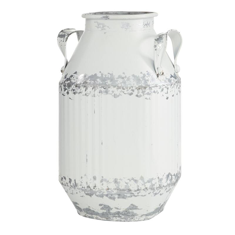 Metal Decorative Vase - Set of 2 White - Roche River Decor