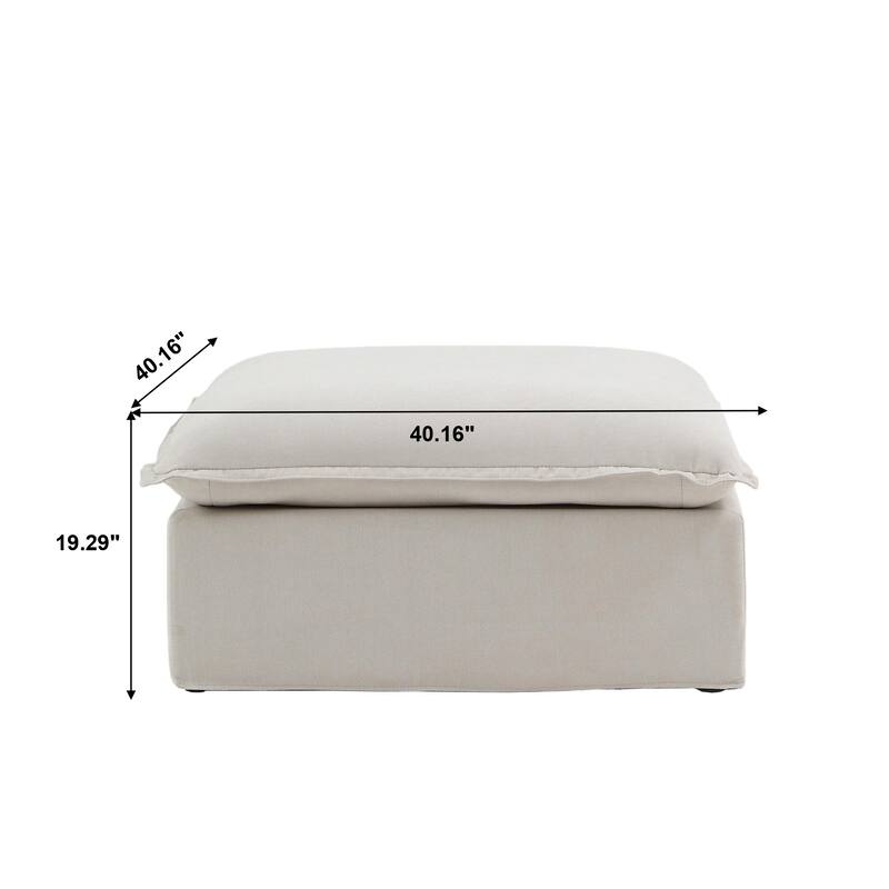 Modern Linen Fabric Sofa Ottoman with Storage.