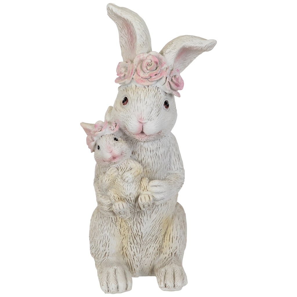 Mother and Baby Bunny Outdoor Garden Easter Statue - 9.25"