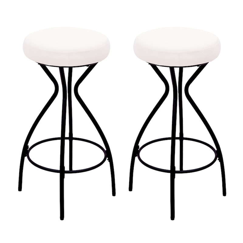 29'' Floral Print Counter Height Bar Stool with Footrest Set of 2 Upholstered Round Barstools