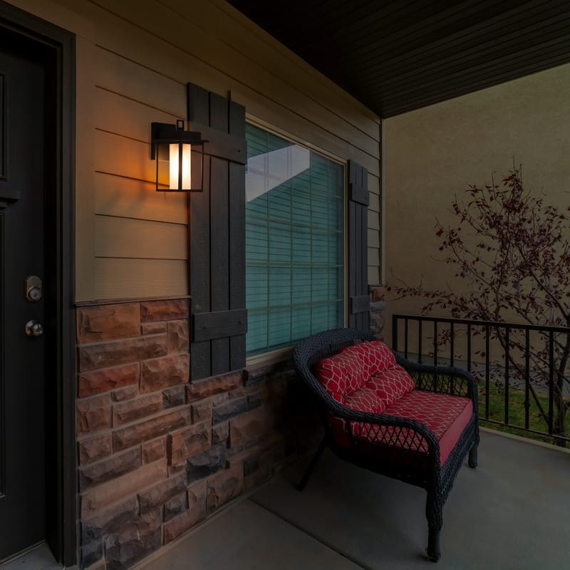 Aary Farmhouse Modern Black Indoor/Outdoor Wall Sconce Frosted Cylinder Glass LED Patio Wall Lantern