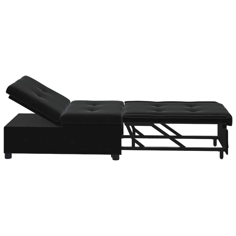 vidaXL Sofa Bed 3-in-1 Pull-Out Design Black/Dark Grey Velvet - 76.4 x 26.4 x 32.3