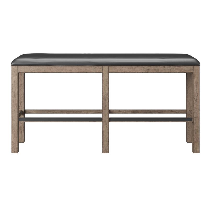 Benti Brown 60 Inch Bar Height Bench Counter Stool with Backrest and Metal Frame for Kitchen Island Dining - Brown