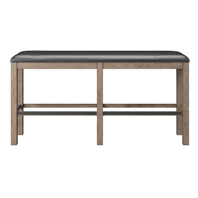 Benti Brown 60 Inch Bar Height Bench Counter Stool with Backrest and Metal Frame for Kitchen Island Dining