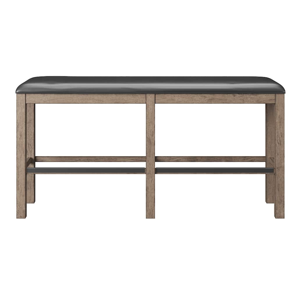 Benti Brown 60 Inch Bar Height Bench Counter Stool with Backrest and Metal Frame for Kitchen Island Dining