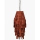 preview thumbnail 1 of 1, HomeRoots 14" X 14" X 34" Red Iron Leather Pendant Lamp - 34 x14 x14