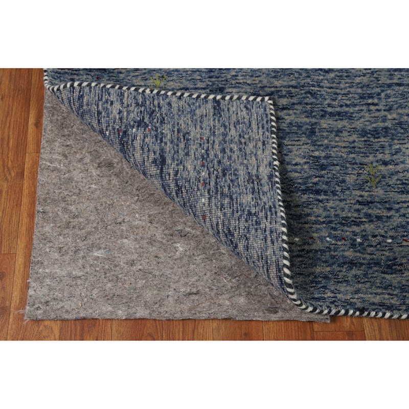 Gabbeh Oriental Rug Handmade Contemporary Blue Wool Carpet - 4'0" x 5'10"