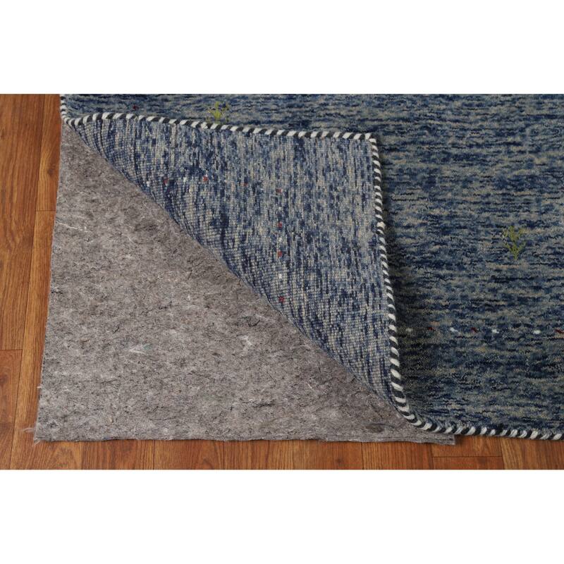 Hand Knotted Oriental 100% Wool Carpet Tribal Stripe Navy Blue & Blues Gabbeh Area Rug - 5' 10'' X 4' 0''