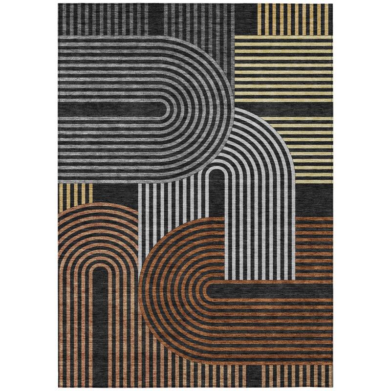 Machine Washable Indoor/ Outdoor Modern Basehor Chantille Rug