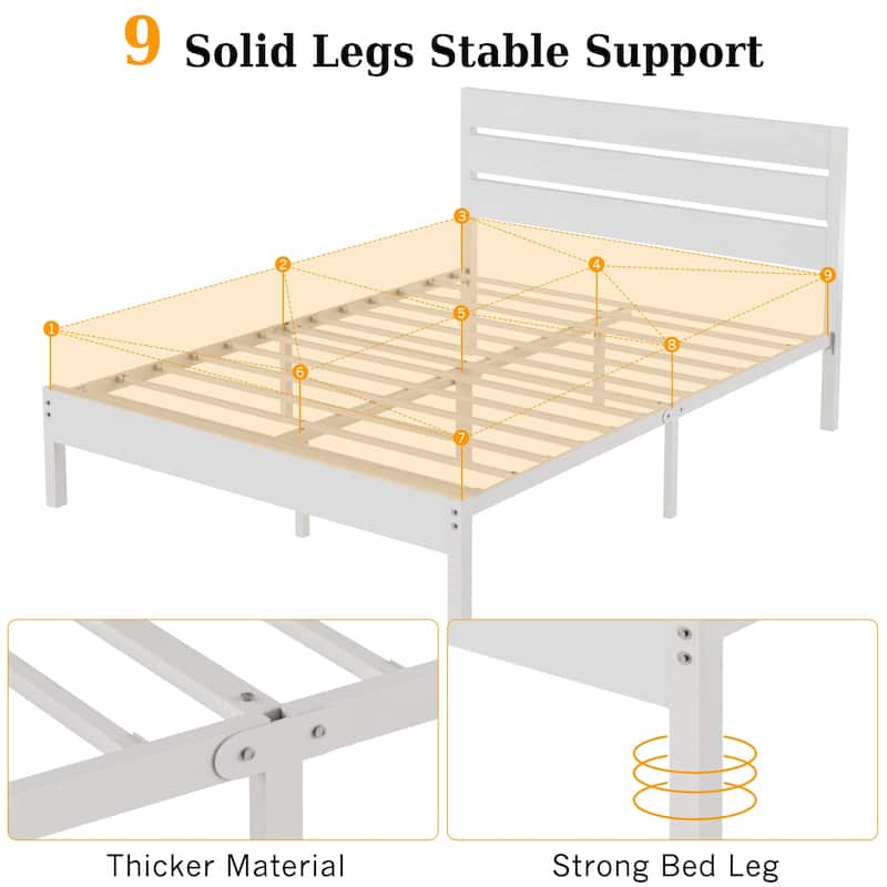 Javlergo Platform Bed Frame with Wood Headboard, Strong Metal Slats Support No Box Spring Needed