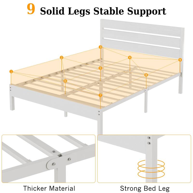 VECELO Industrial Wood Bed Frame with Headboard Twin Size Beds/Full Size Beds/Queen Size Beds