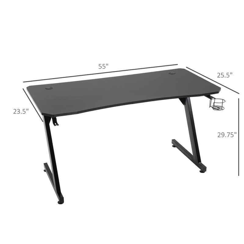 HomCom 55-inch Metallic Gaming Desk