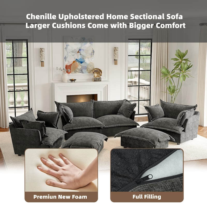Cloud Chenille Upholstered Modular Sectional Sofa