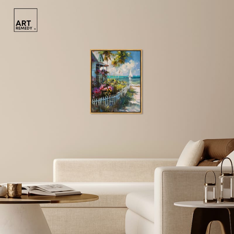 Art Remedy Local Beach House Framed Colorful Coastal 1 Piece Canvas Wall Art