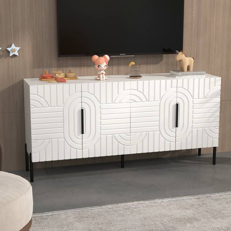 Chic Elegance 63-Inch White TV Stand - Fits Up to 65" TV - 63" in Width
