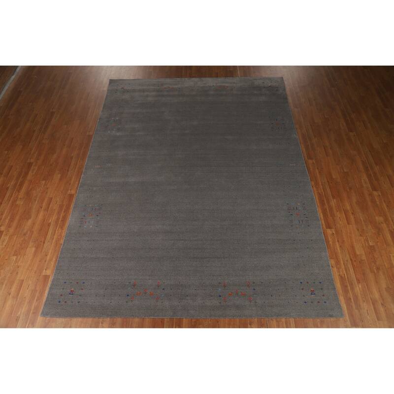 Hand Knotted Oriental 100% Wool Carpet Tribal Tribal Greys & Charcoal Gabbeh Area Rug - 12' 0'' X 9' 1''
