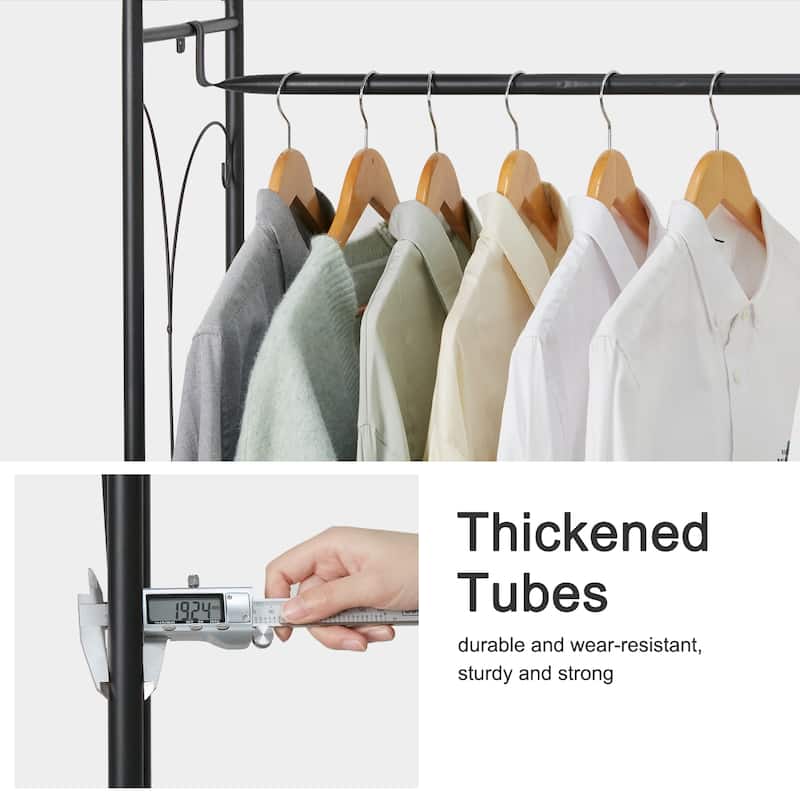Multifunctional Clothes Rack Stand Metal Shelf Shoes with Shelves Hanging