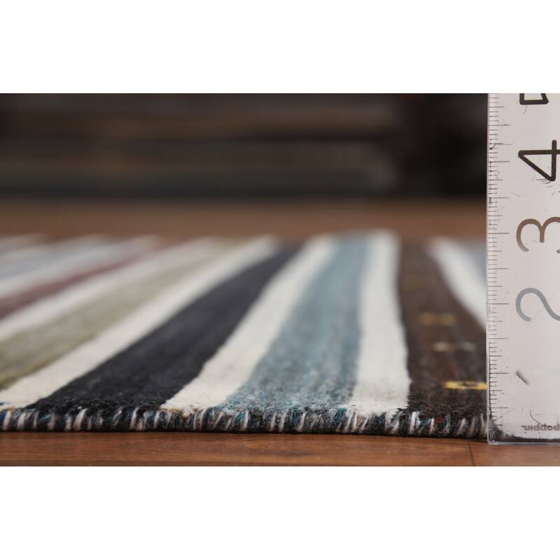 Hand Knotted Oriental 100% Wool Carpet Tribal Stripe Multi-Colored Gabbeh Area Rug - 5' 6'' X 3' 11''