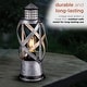 preview thumbnail 7 of 9, Alpine Corporation 15"H Indoor/Outdoor Vintage Metal Lantern with LED Lights, Silver