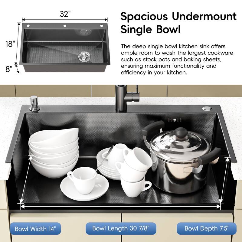 Drop-in/Undermount Single Bowl Stainless Steel Kitchen Sink