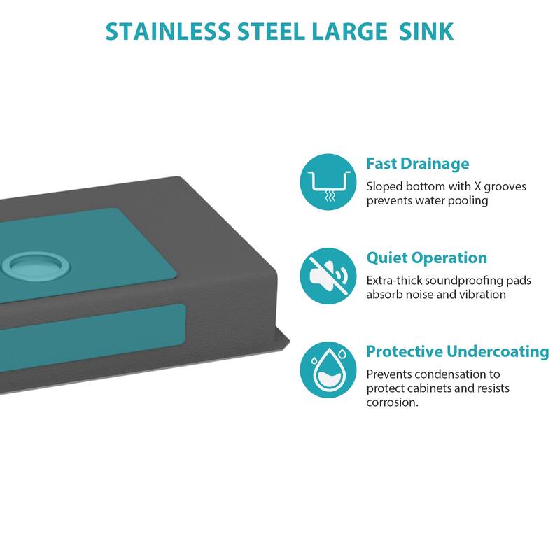 Kitchen Sink, 27 Inch Undermount Sink 5.5-Inch Single Bowl 16 Gauge Stainless Steel 27x18x5.5 Inch Handmade Sinks Basin