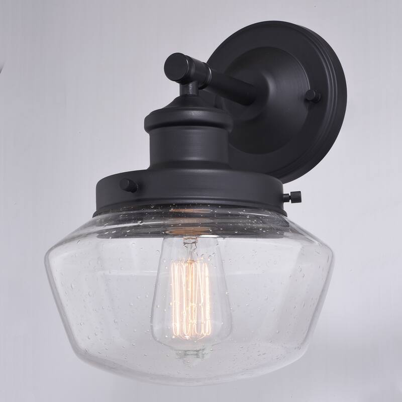 Collins Black Clear Glass Outdoor 1-light Wall Lantern