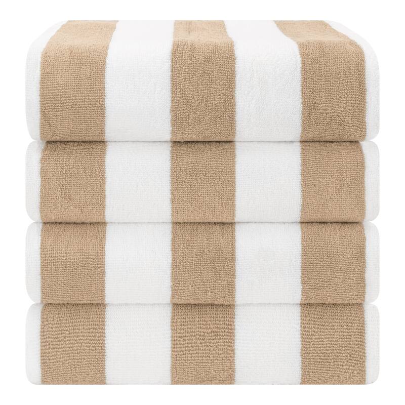 American Soft Linen, Premium Cotton 4 Pack Beach Towels, 30 x 60 Cabana Striped Pool Towels