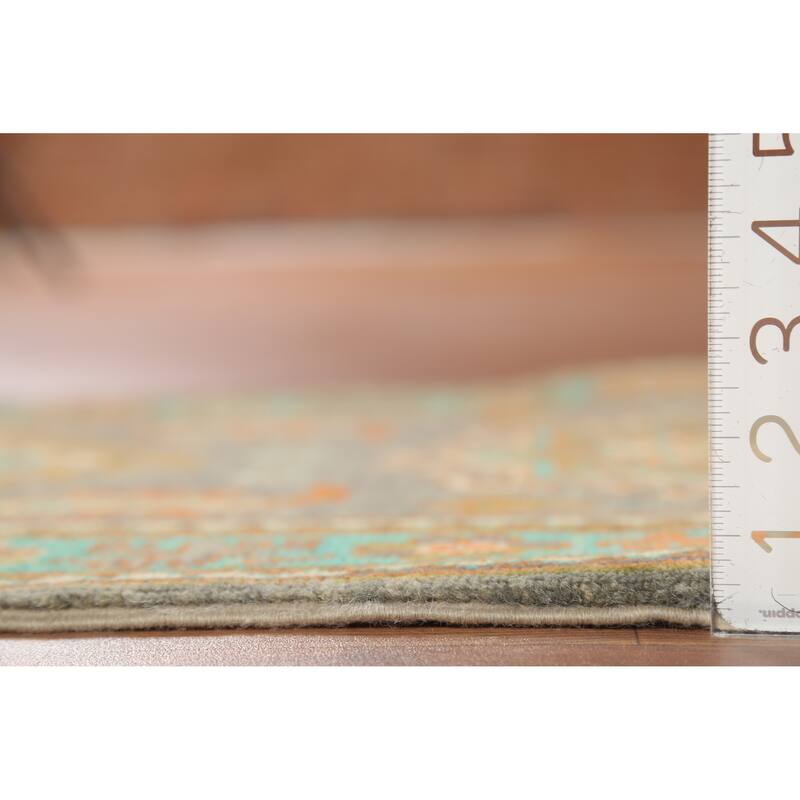 Gray Geometric Kazak Accent Rug Hand-Knotted Geometric Wool Carpet - 2'1"x 2'10"