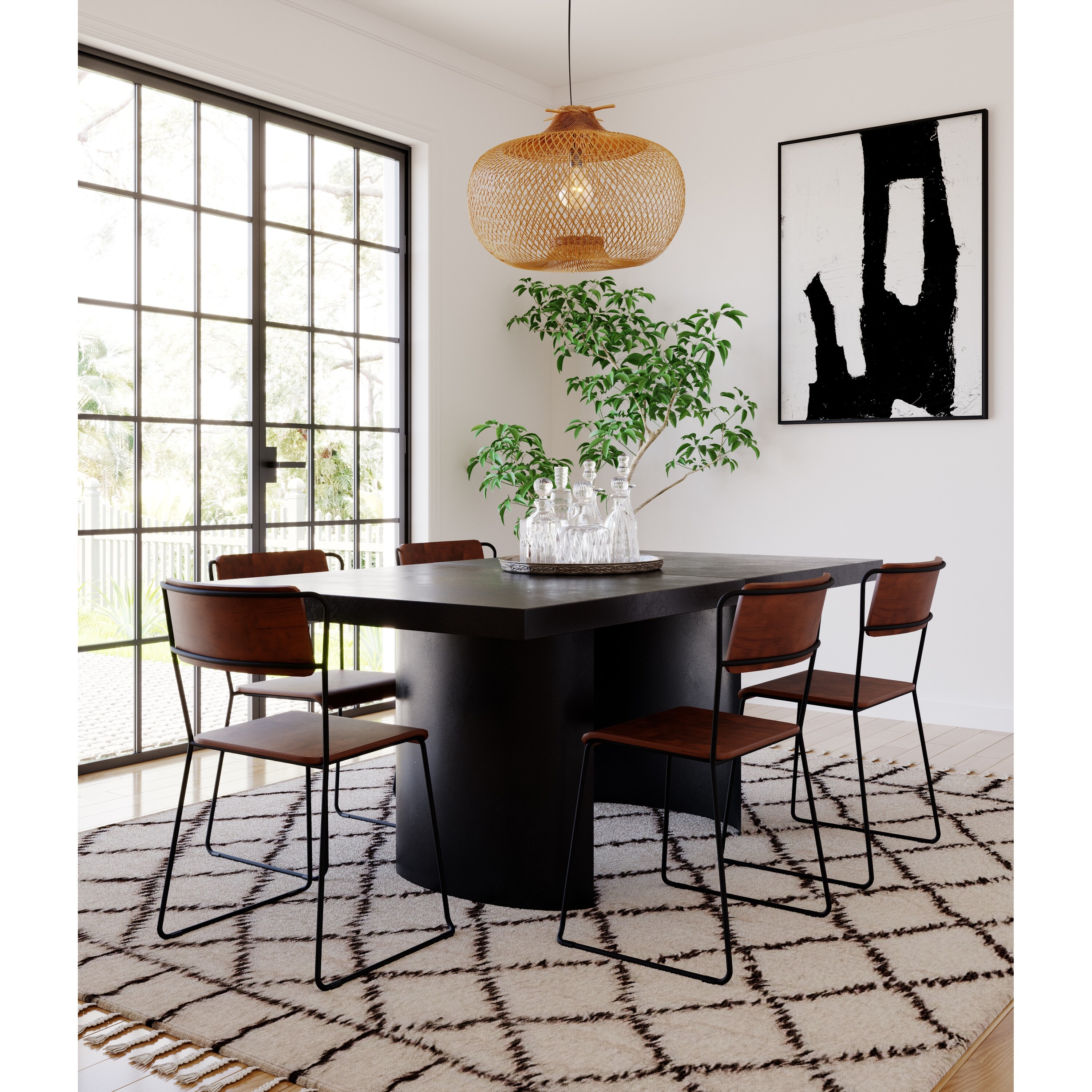 Darcie 2-Pack Modern Industrial Iron and Wood Dining Chair