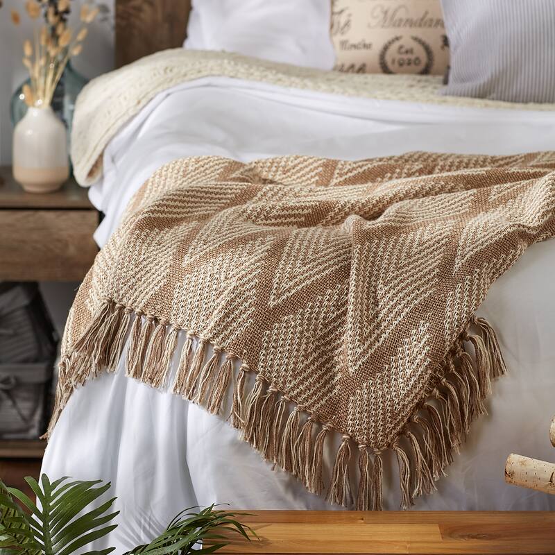 DII Natural Tone Multi Diamond Throw