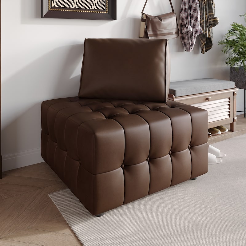 CraftPorch Elegance Button-Tufted PU Upholstered Corner Seat