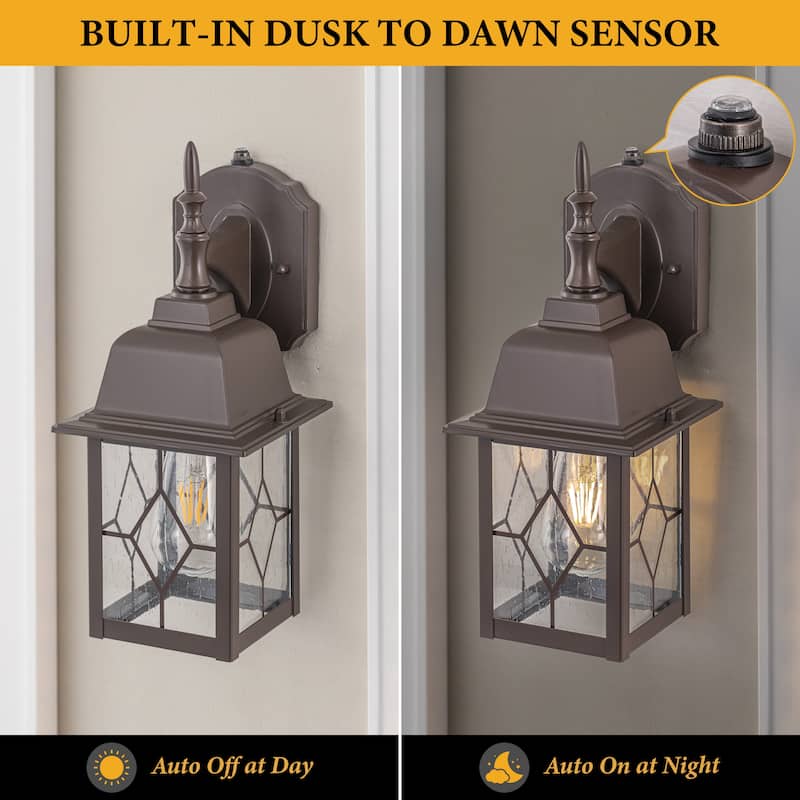 C Cattleya 2-Pack ORB Dusk to Dawn Outdoor Wall Lantern Sconce with Seeded Glass