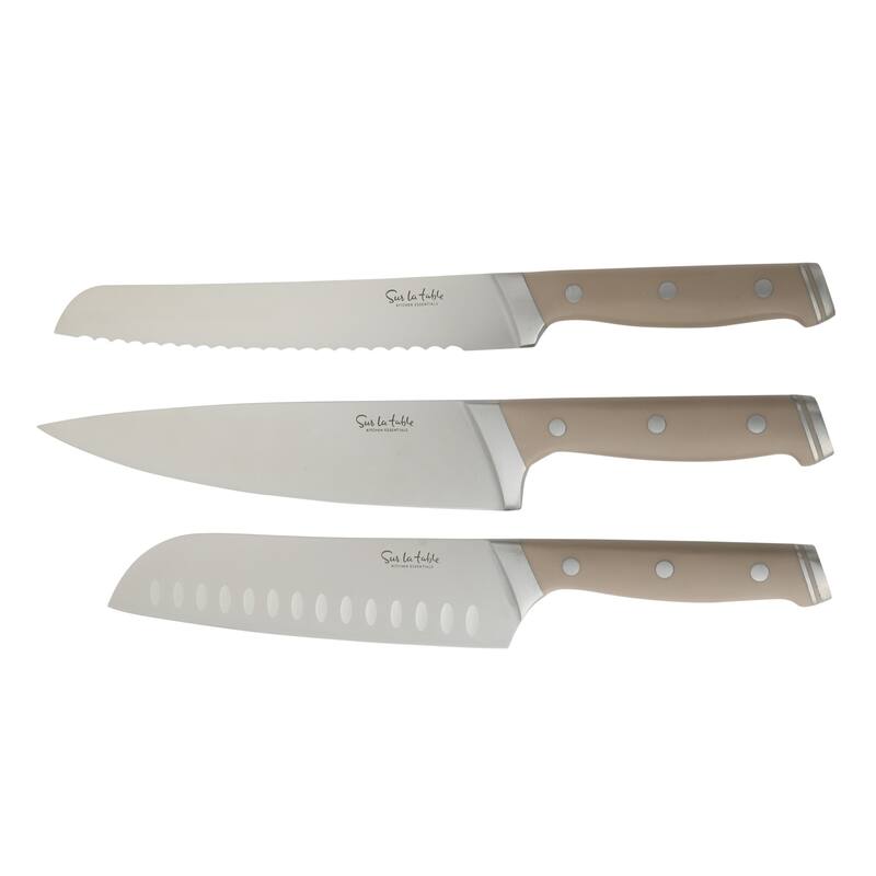 Sur La Table Kitchen Essentials 14 Piece Cutlery Set, German Steel Forged Knives, Beech Wood Block