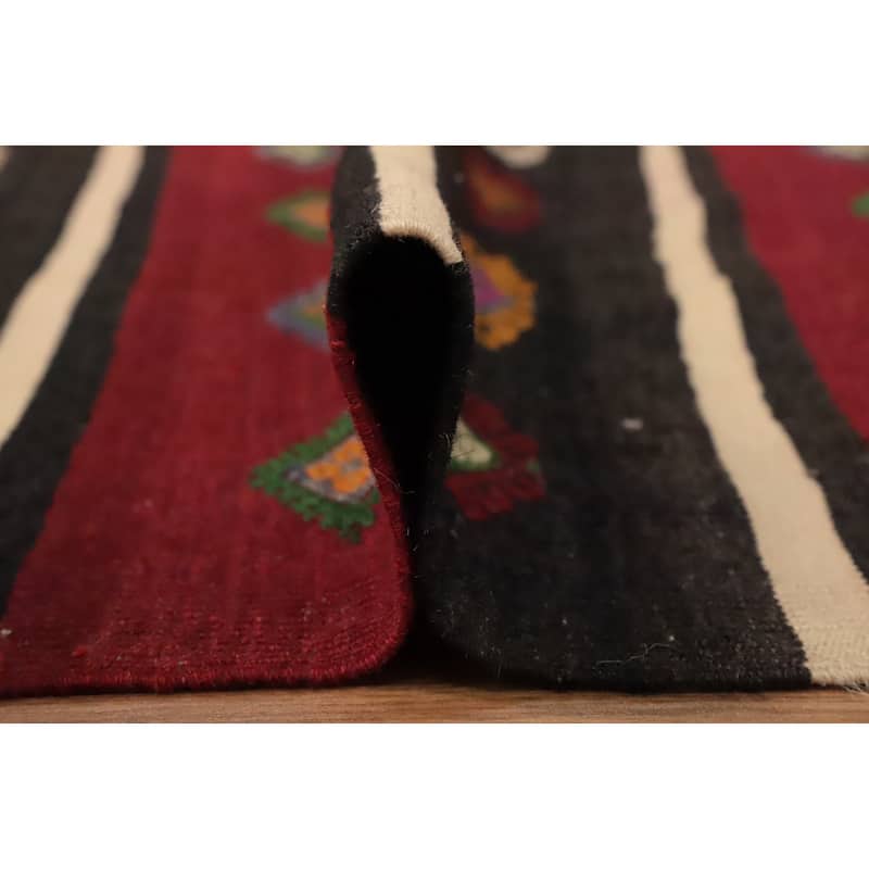 Hand Woven Oriental 100% Wool Carpet Southwestern Tribal Multi-Colored Kilim Area Rug - 9' 10'' X 6' 0''